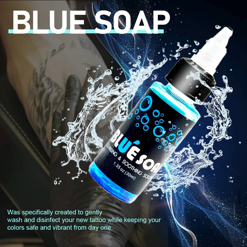 KVM Tattoo Blue Soap with Foaming Bottle Tattoo Kit Soothing Solution Avoiding Skin Irritation Cleaning Tool Tattoo Supplies