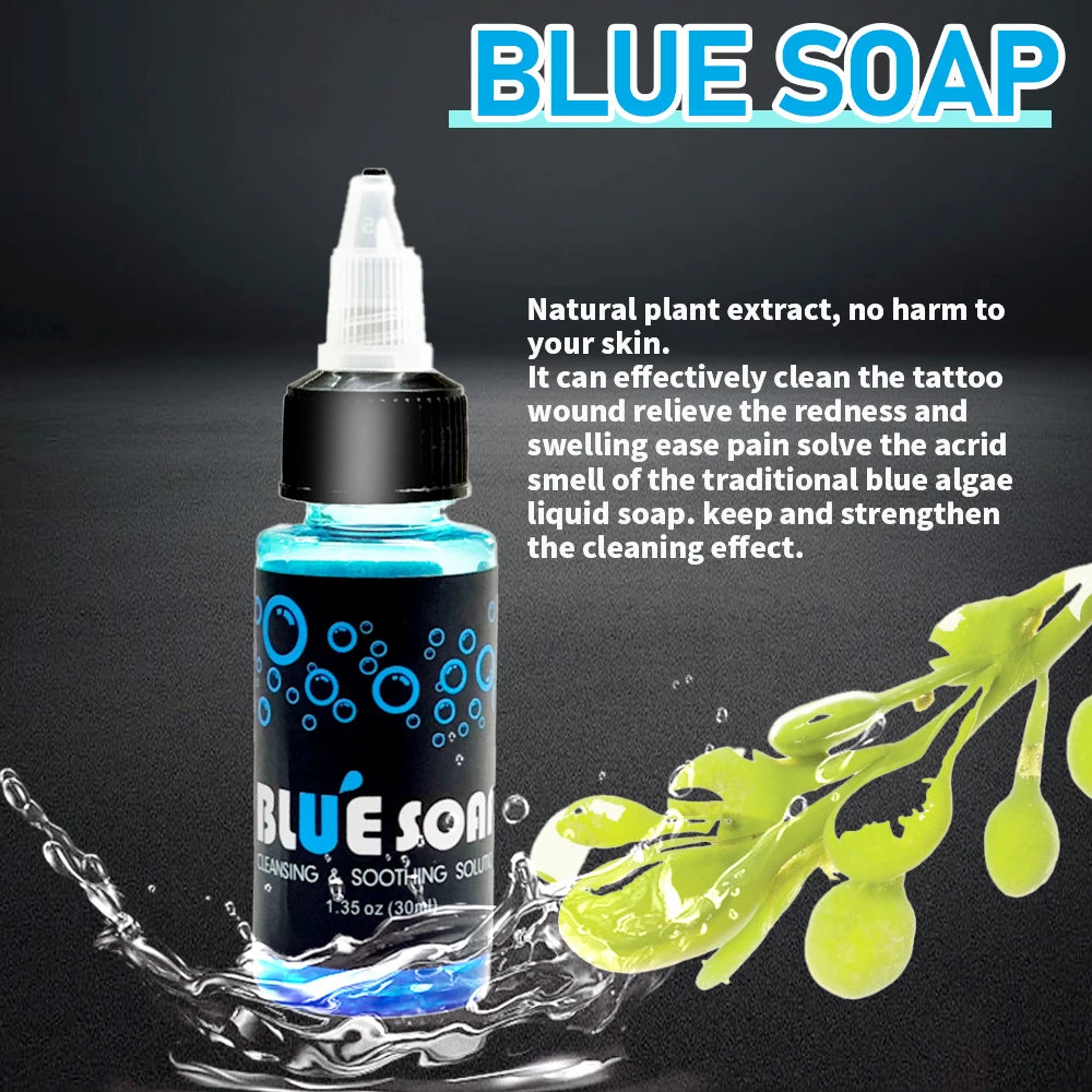 KVM Tattoo Blue Soap with Foaming Bottle Tattoo Kit Soothing Solution Avoiding Skin Irritation Cleaning Tool Tattoo Supplies