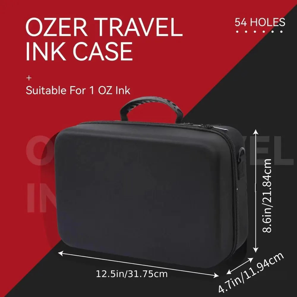 Tattoo Ink Storage Case — 54 Bottle Capacity, PU Memory Foam (Travel & Studio)