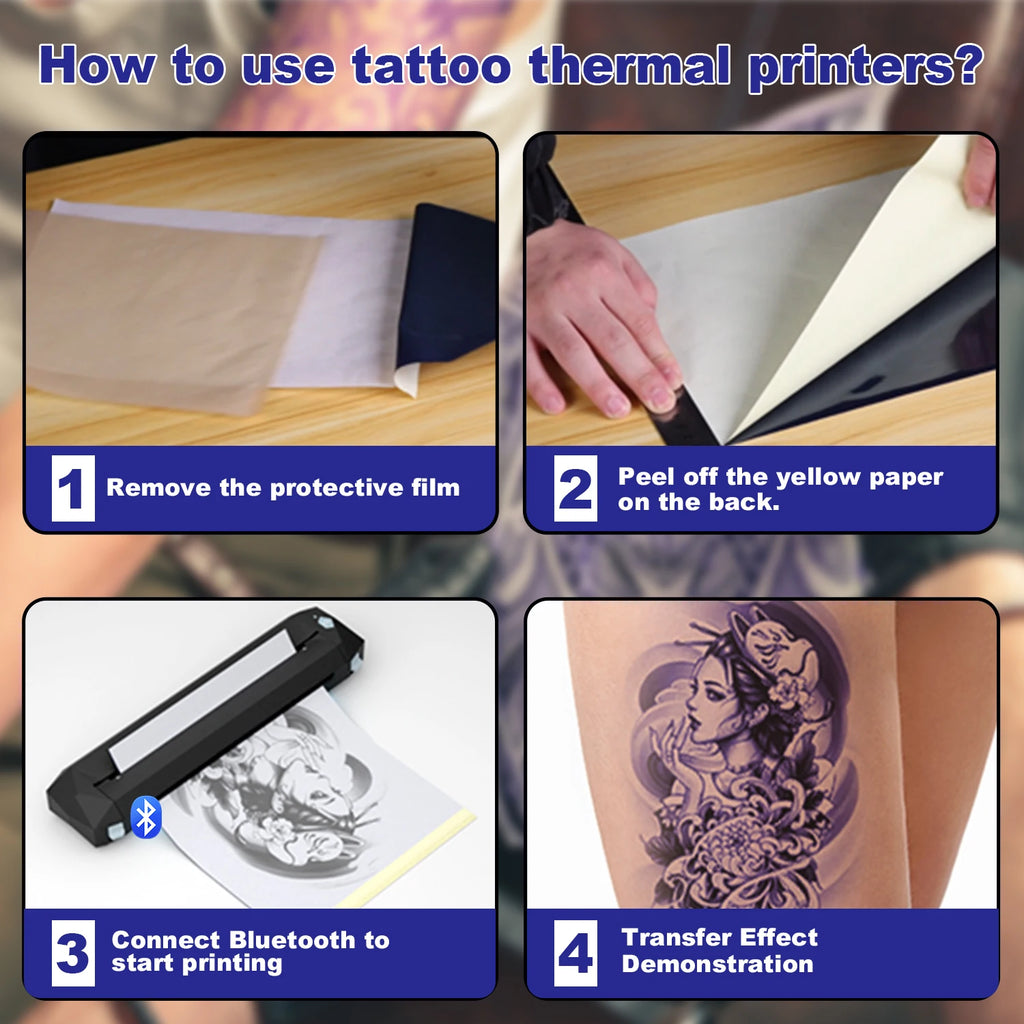 Tattoo Transfer Stencil Paper A4 — 4-Layer Thermal Carbon Paper (20/50/100pcs)