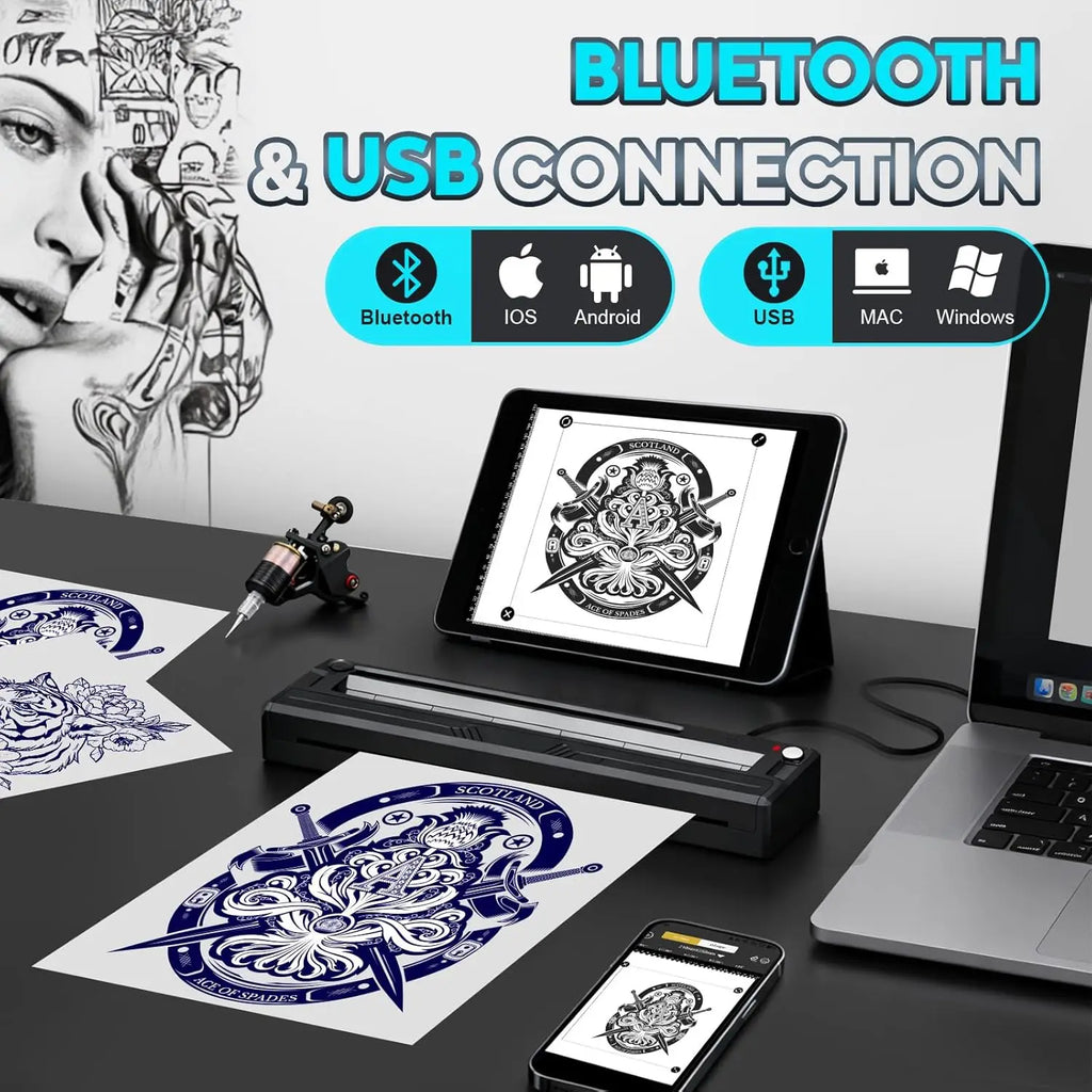 NEKING Portable Bluetooth Tattoo Stencil Printer A4 — For Artists & Beginners