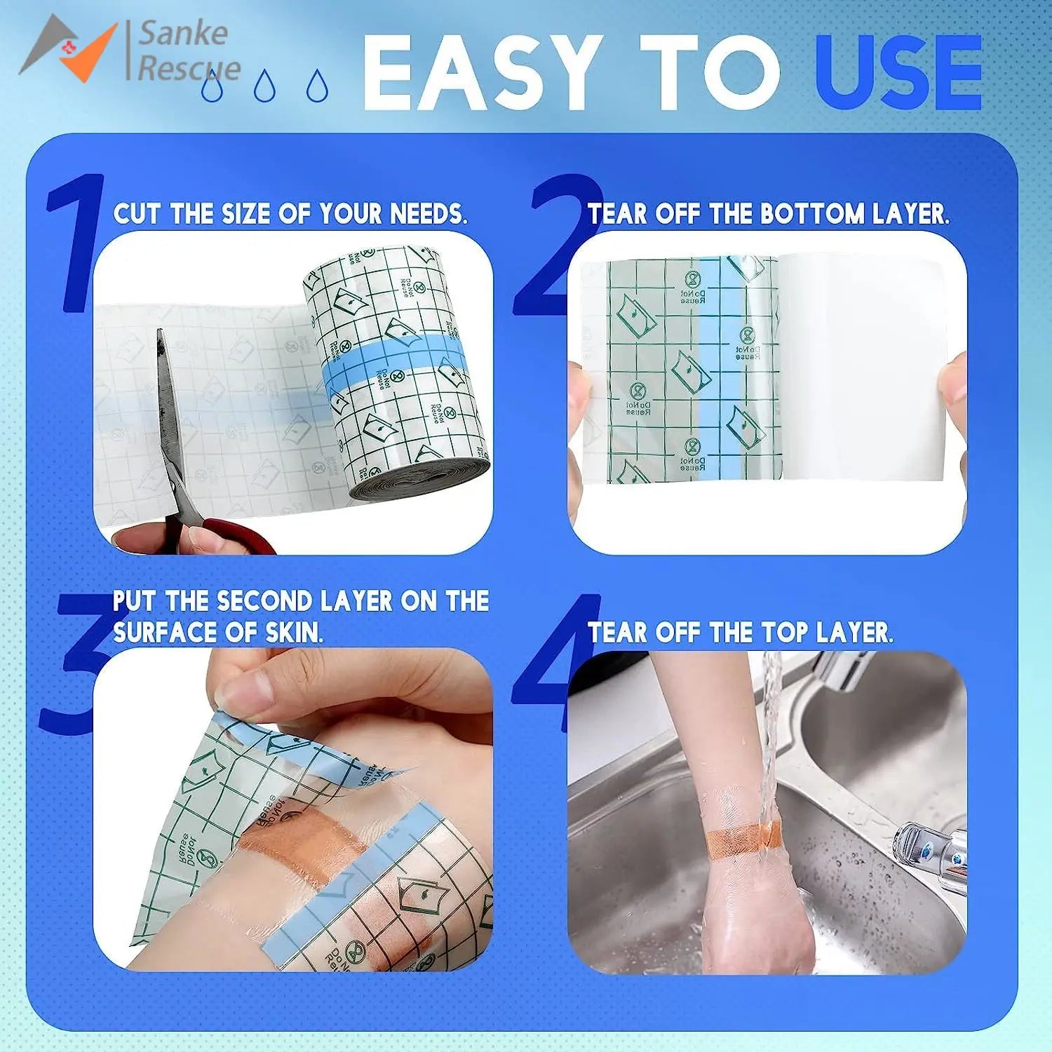 Tattoo Aftercare Waterproof Healing Film — Transparent Adhesive Bandage Roll