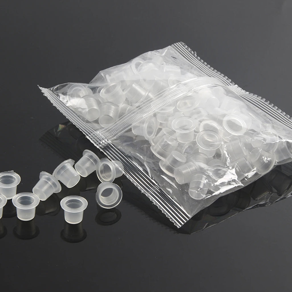 Disposable Tattoo Ink Caps — S/M/L Clear Plastic Cups (100/1000pcs)