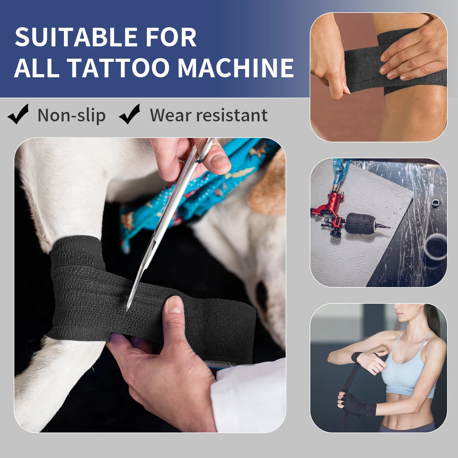 Disposable Tattoo Grip Cover Wrap — Self-Adhesive Bandage Tape (3/6/12/24/48pcs)