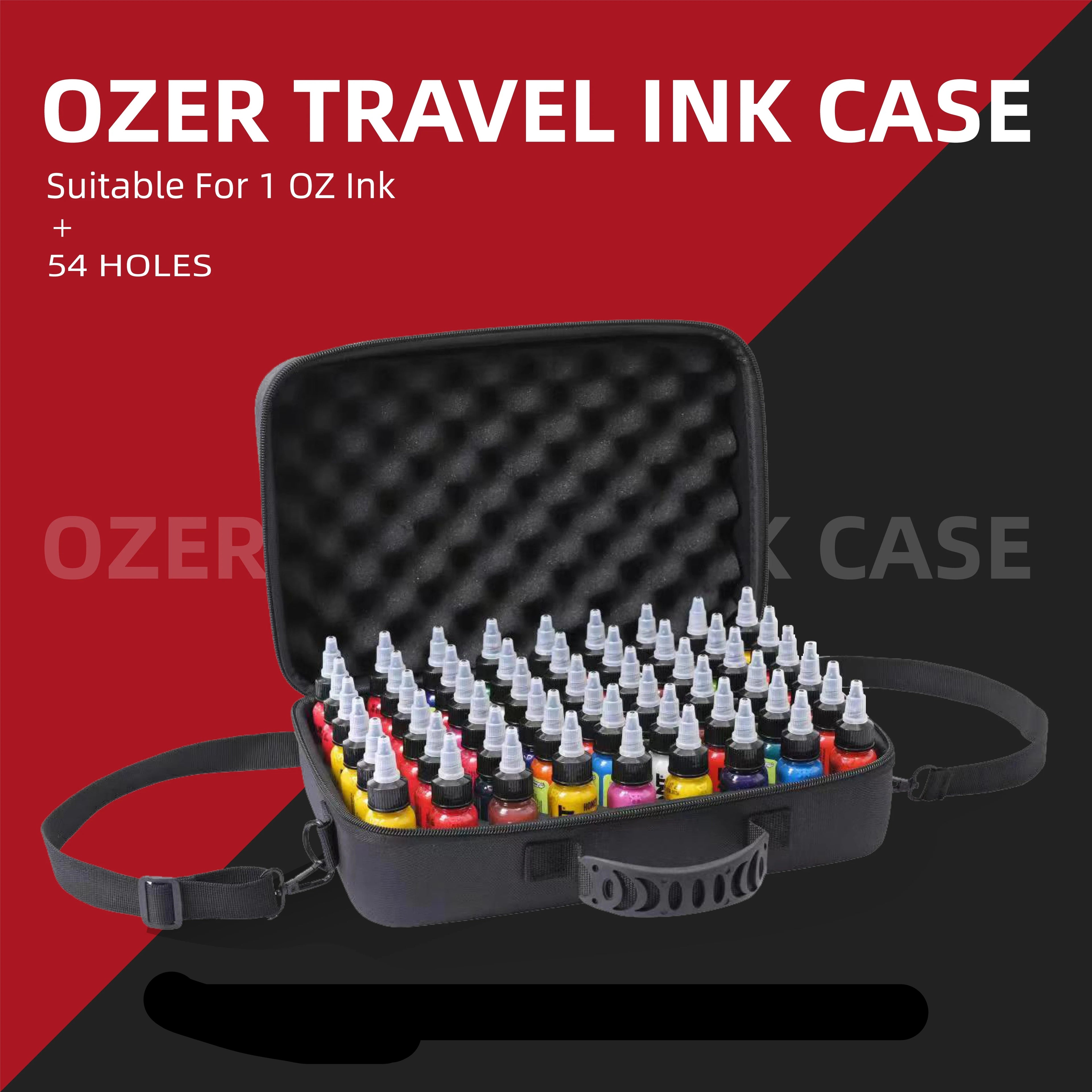 Tattoo Ink Storage Case — 54 Bottle Capacity, PU Memory Foam (Travel & Studio)
