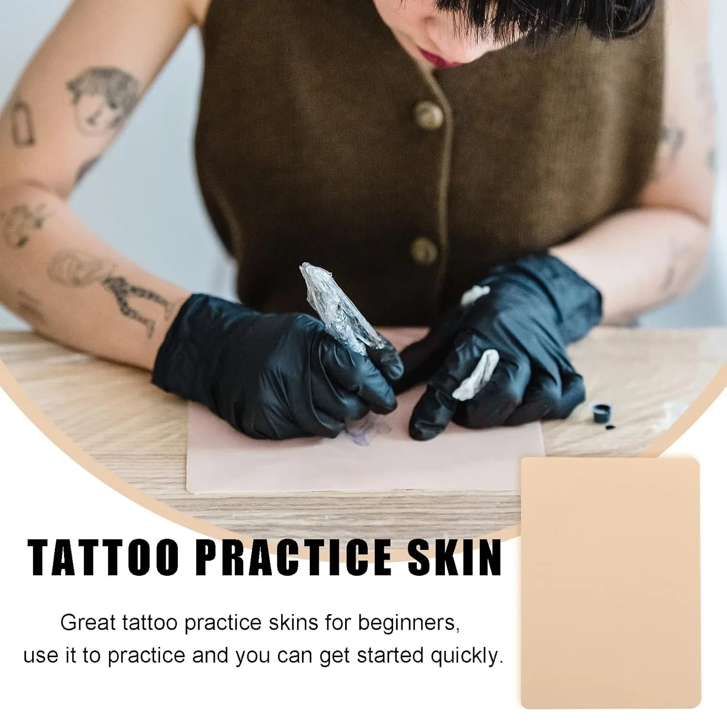 Tattoo Practice Skin – Double Sided Synthetic Leather | 3, 5 and 10 pcs