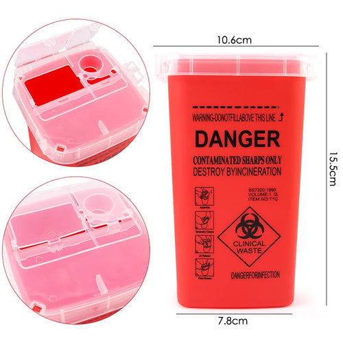 Disposable Sharps Container – 1L Tattoo Needle Waste Box | 1 or 3pcs