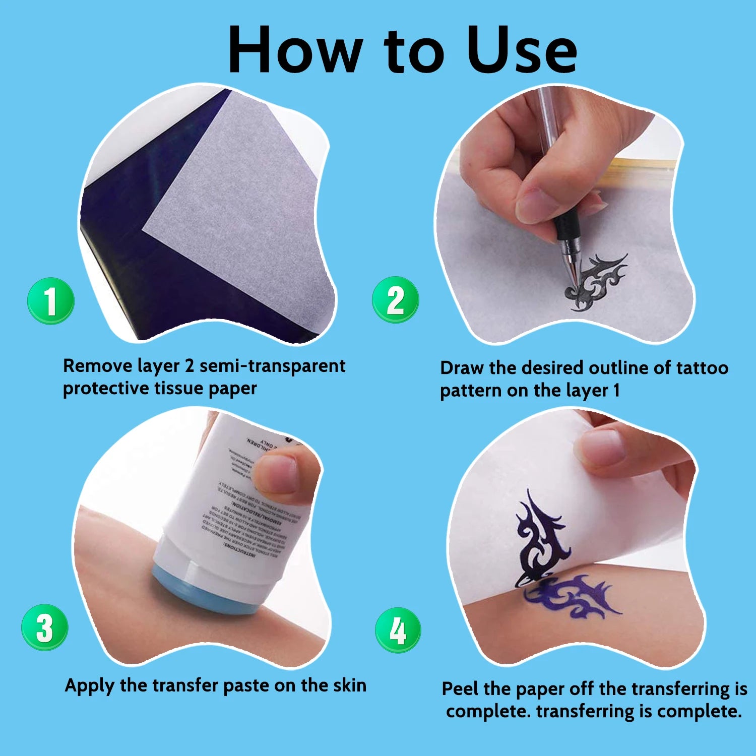 POSEIDON Tattoo Transfer Stencil Paper A4 — 4-Layer Thermal Carbon Paper (10/30/50/100pcs)