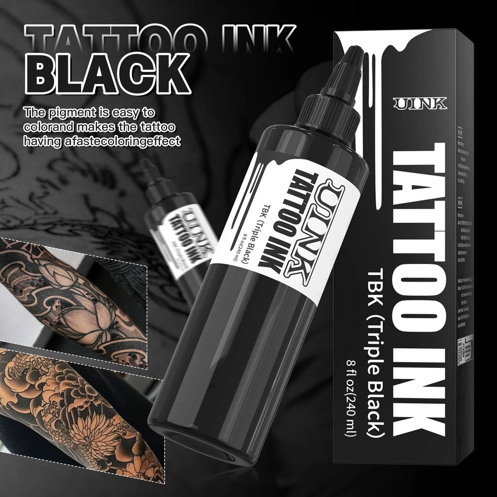 Professional Black Tattoo Ink — 240ml Triple Black