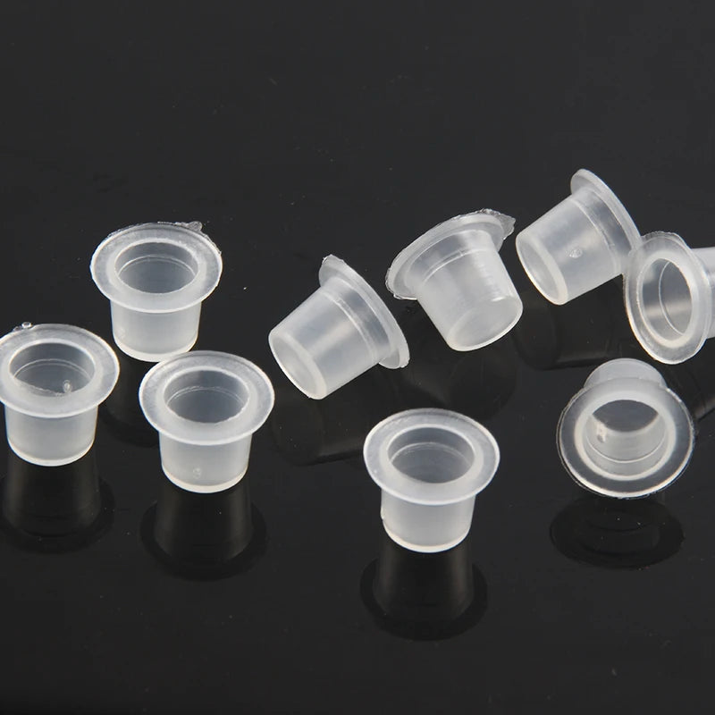 Disposable Tattoo Ink Caps — S/M/L Clear Plastic Cups (100/1000pcs)