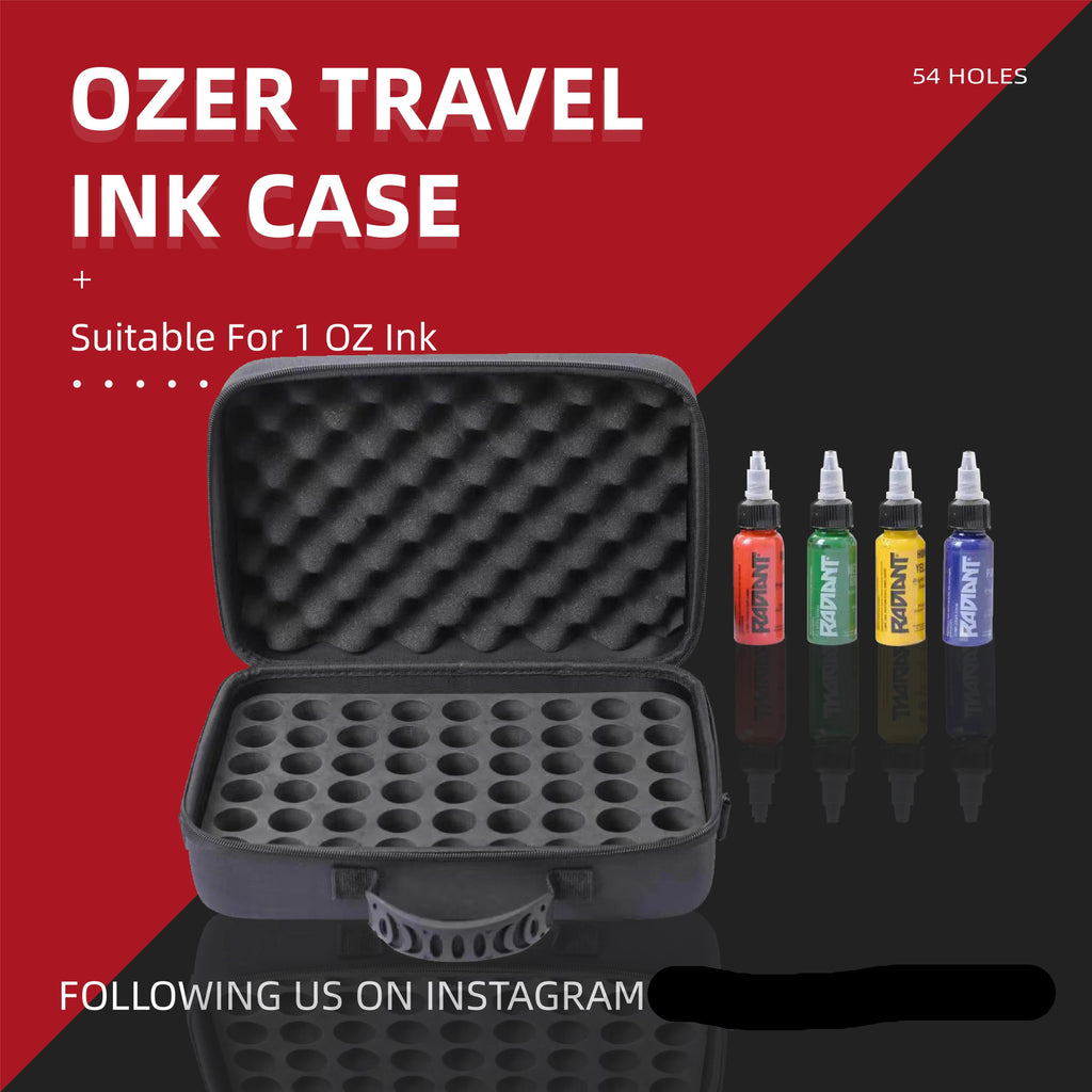 Tattoo Ink Storage Case — 54 Bottle Capacity, PU Memory Foam (Travel & Studio)