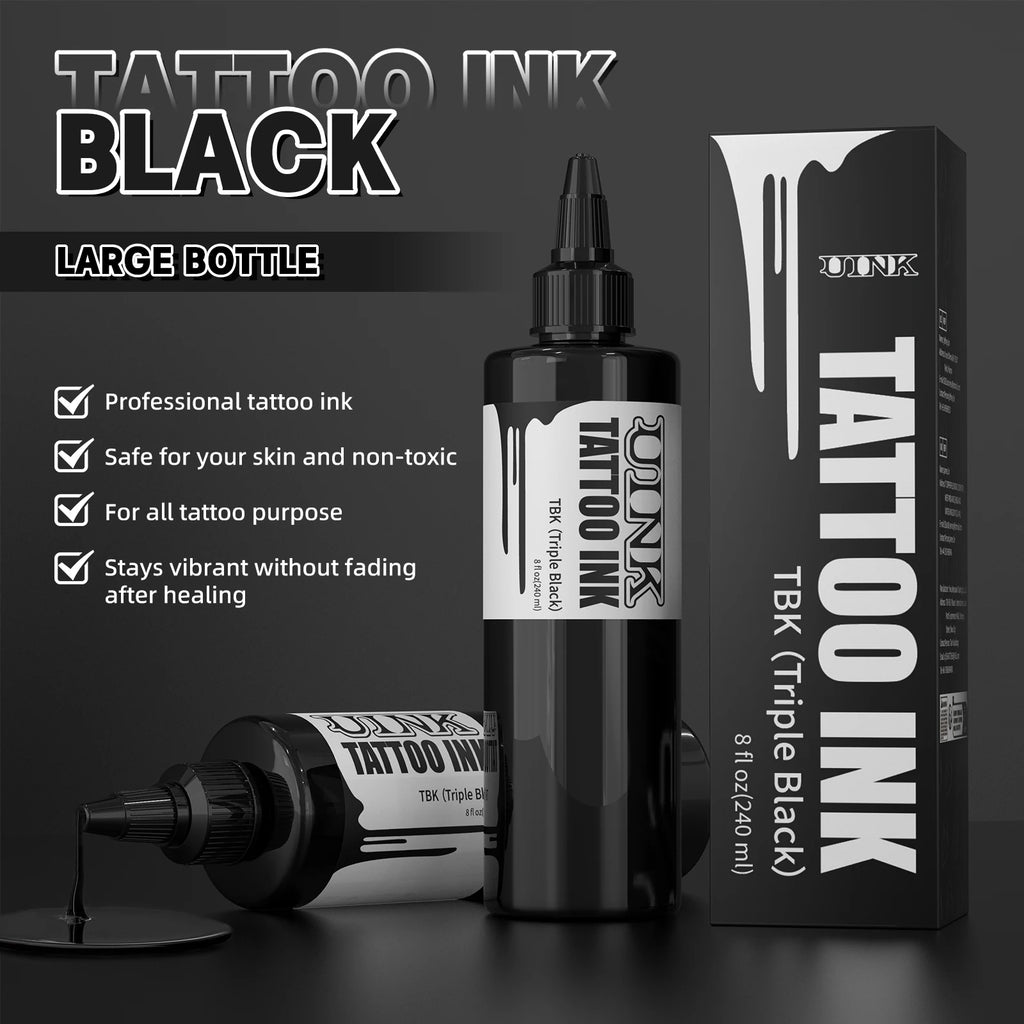 Professional Black Tattoo Ink — 240ml Triple Black