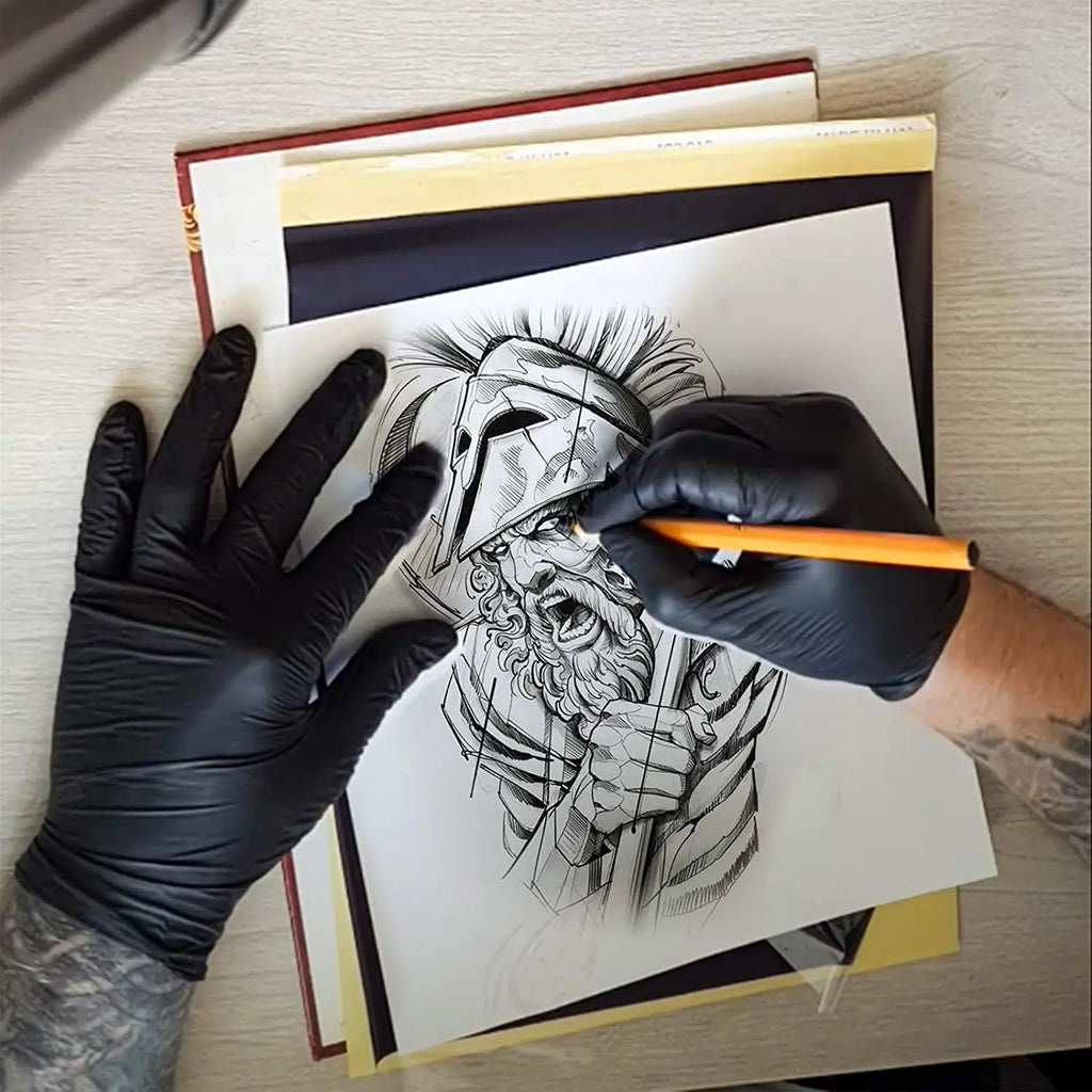 POSEIDON Tattoo Transfer Stencil Paper A4 — 4-Layer Thermal Carbon Paper (10/30/50/100pcs)