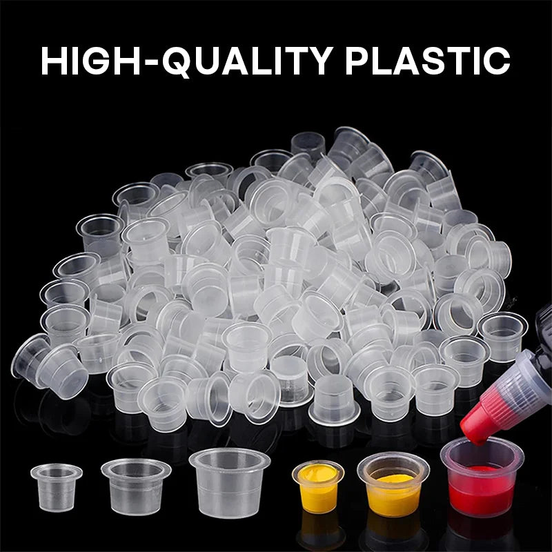 POSEIDON Tattoo Ink Cups 1000pcs — Disposable Clear Plastic Pigment Holder (S/M/L)