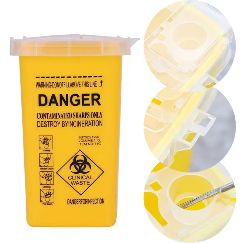 Disposable Sharps Container – 1L Tattoo Needle Waste Box | 1 or 3pcs