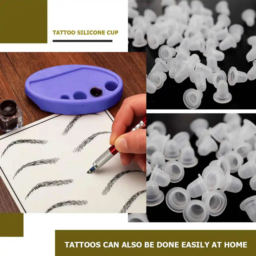 EMALLA Silicone Tattoo Ink Cups — Disposable Pigment Holder (100/500/1000pcs)