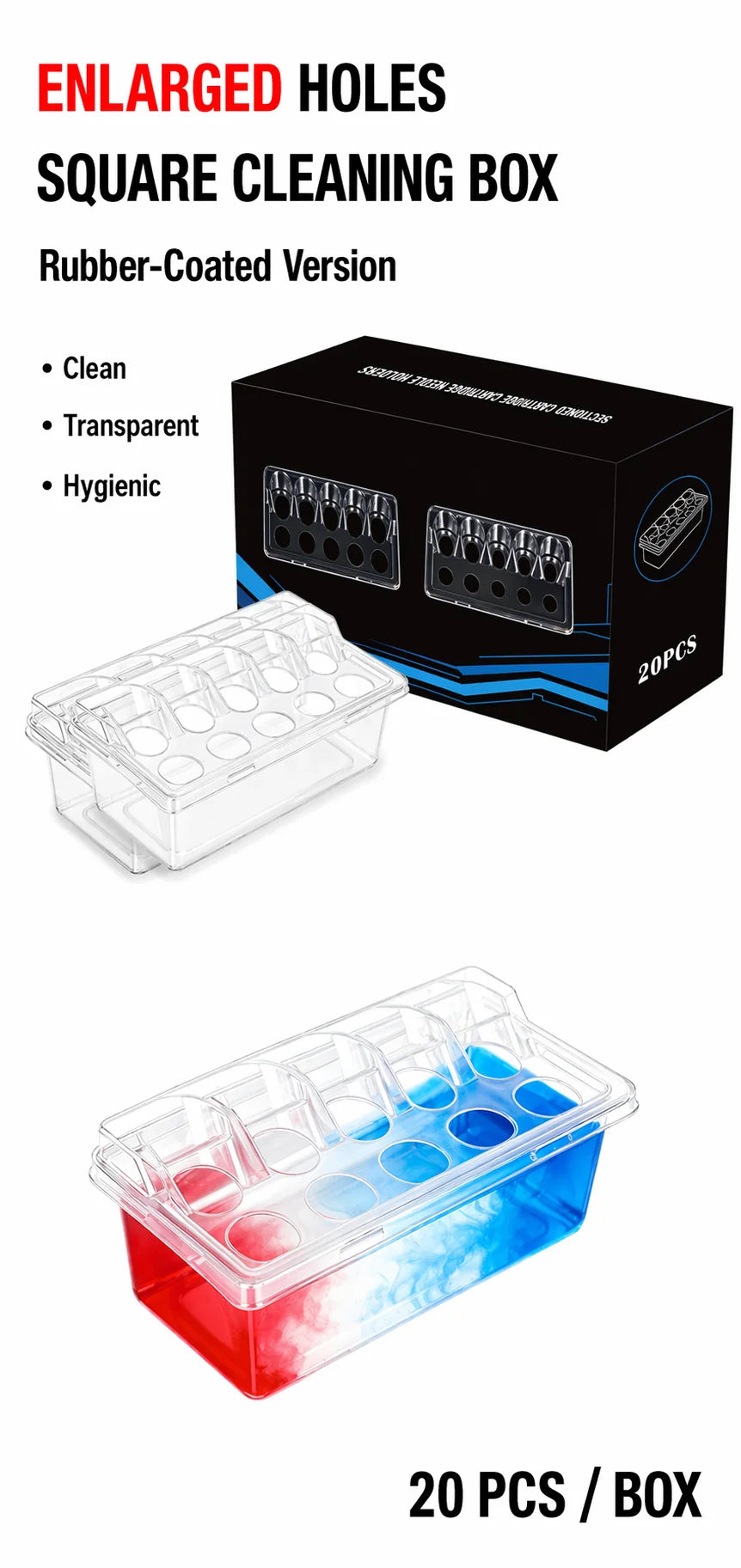 Disposable Tattoo Cartridge Needle Tray – 10 & 20pcs | Transparent Plastic