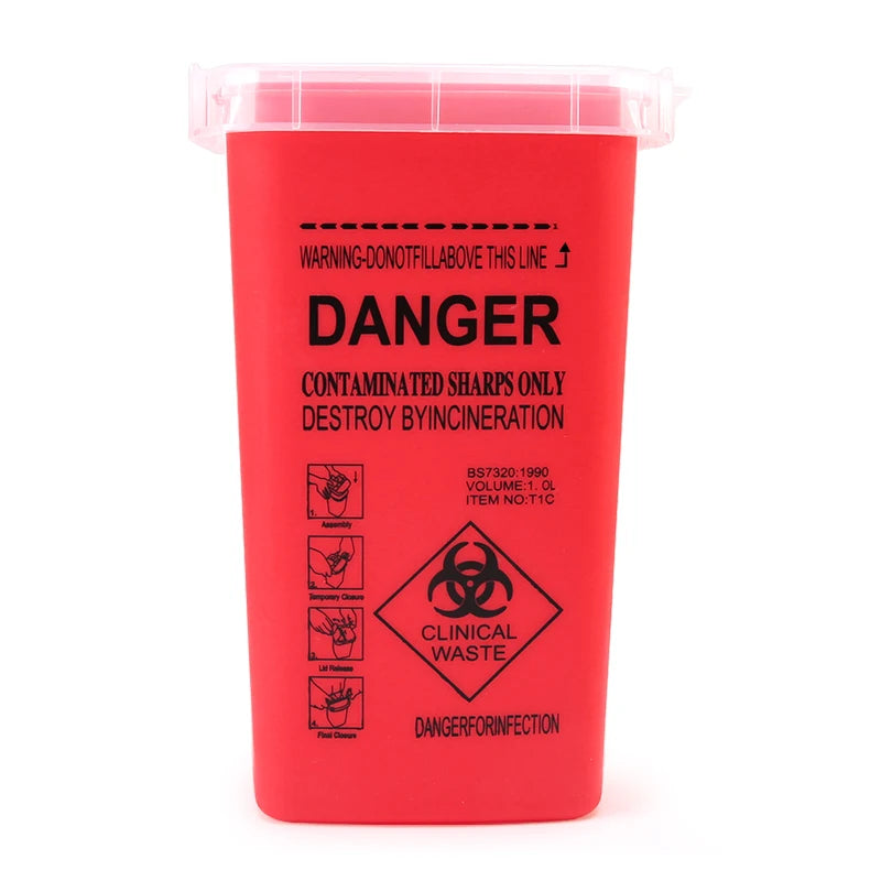 Disposable Sharps Container – 1L Tattoo Needle Waste Box | 1 or 3pcs