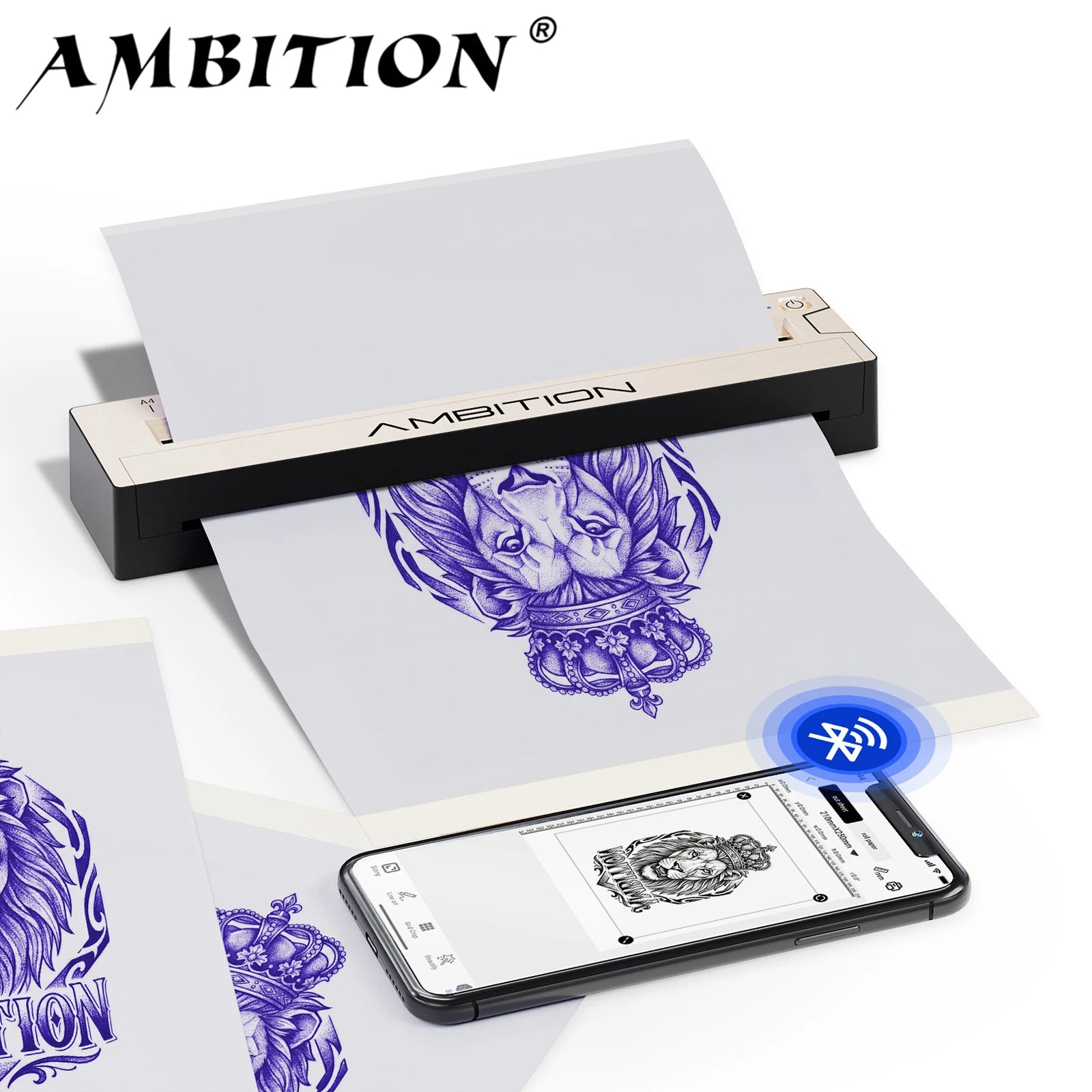 Ambition Wireless Thermal Tattoo Stencil Printer — A4 Bluetooth (Android/iOS/PC)