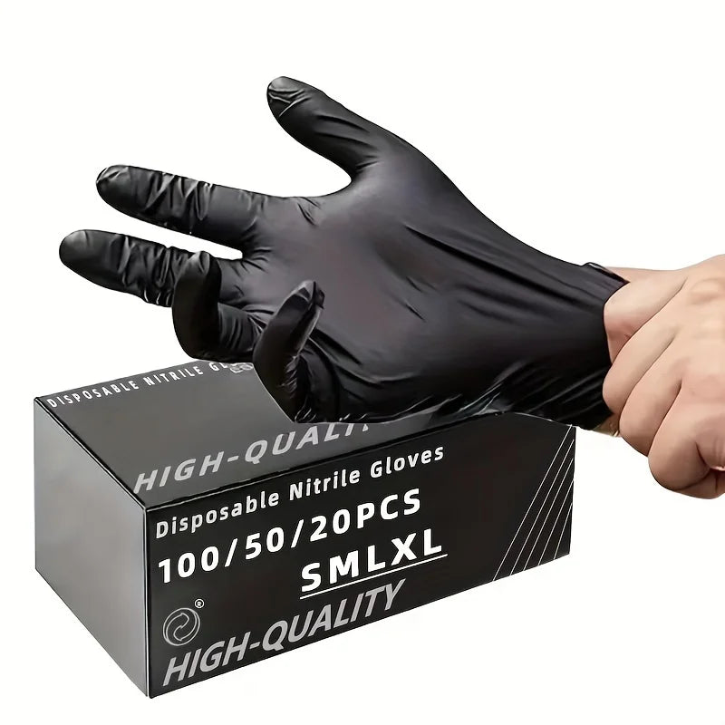 Black Nitrile Disposable Gloves — Tattoo Artist Grade (20/50/100pcs)
