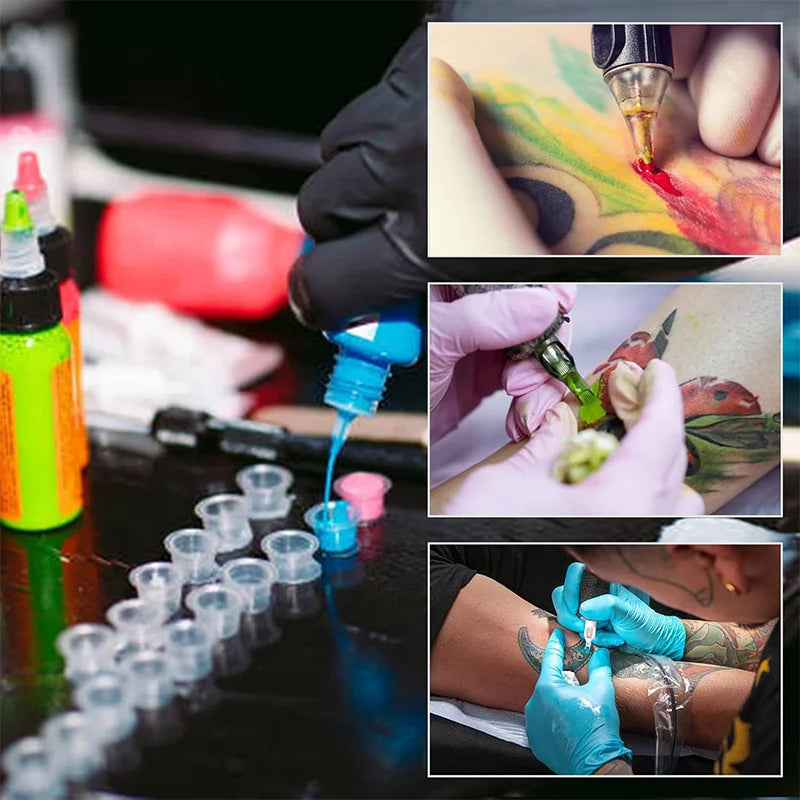 POSEIDON Tattoo Ink Cups 1000pcs — Disposable Clear Plastic Pigment Holder (S/M/L)