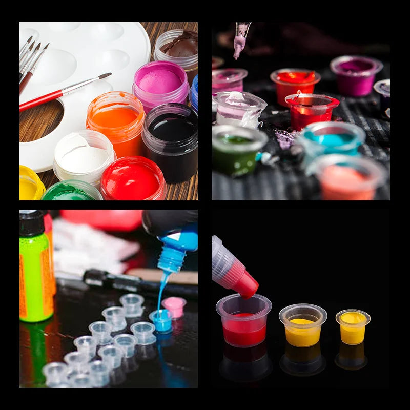 POSEIDON Tattoo Ink Cups 1000pcs — Disposable Clear Plastic Pigment Holder (S/M/L)
