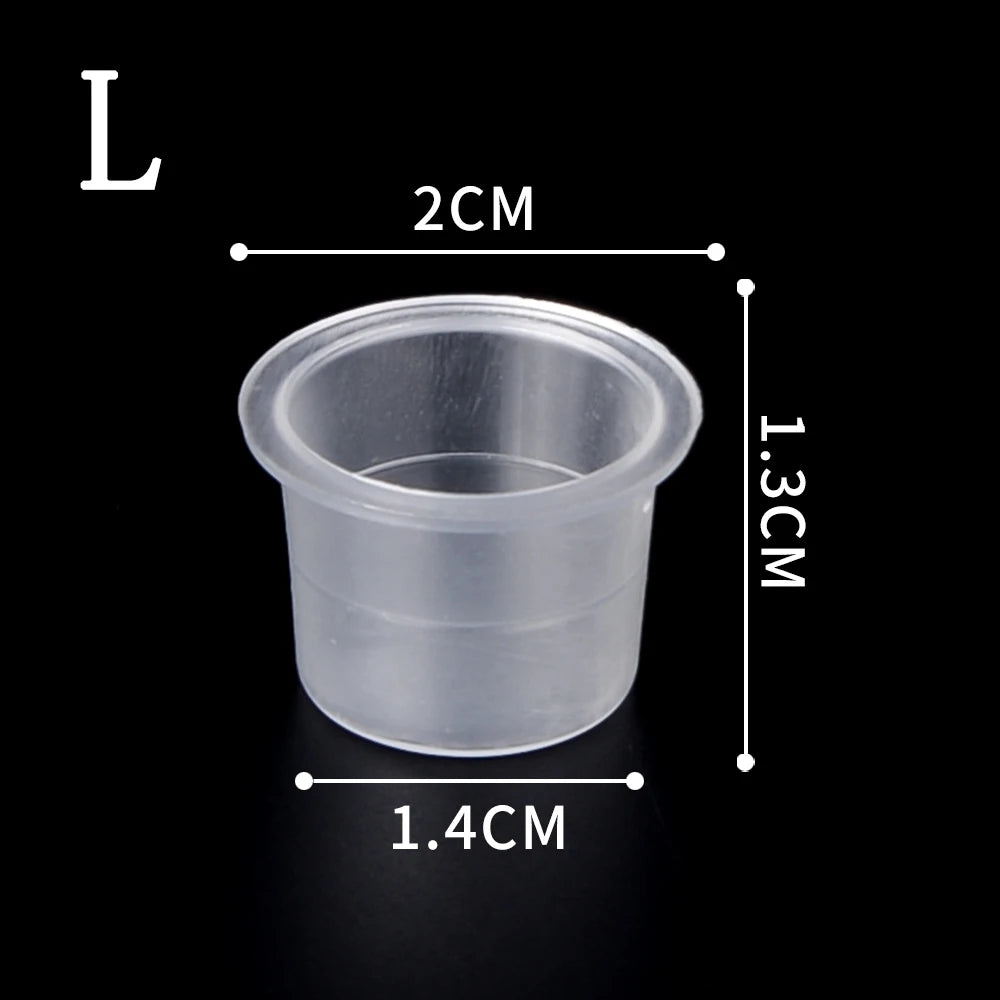 POSEIDON Tattoo Ink Cups 1000pcs — Disposable Clear Plastic Pigment Holder (S/M/L)