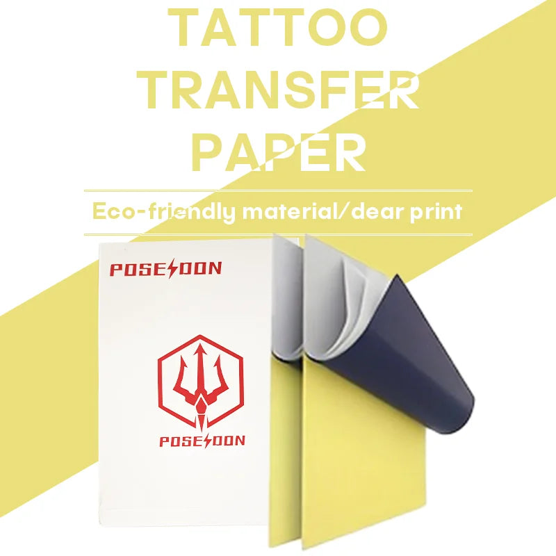 POSEIDON Tattoo Transfer Stencil Paper A4 — 4-Layer Thermal Carbon Paper (10/30/50/100pcs)