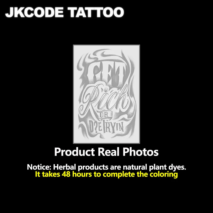 Get Rich Or Die Trying. Semi-Permanent Tattoo for 1 to 2 weeks.