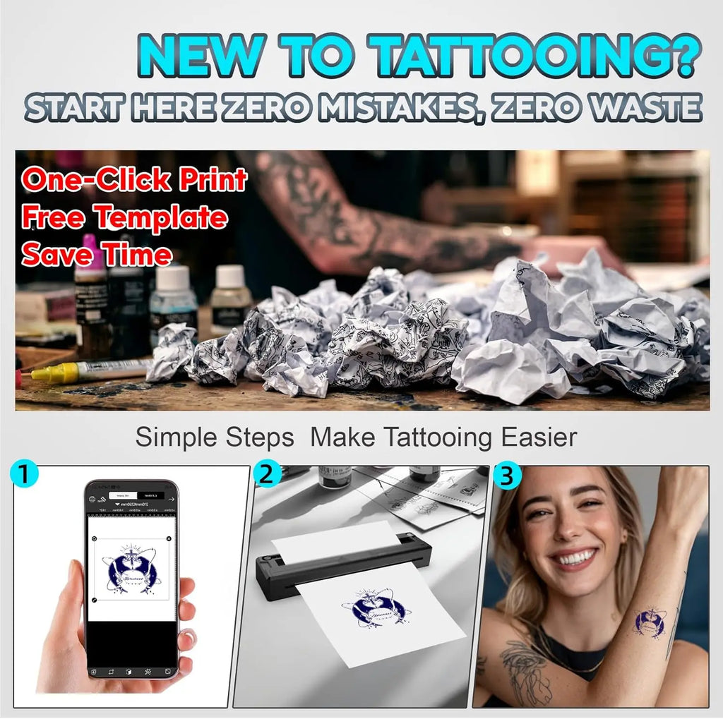 NEKING Portable Bluetooth Tattoo Stencil Printer A4 — For Artists & Beginners