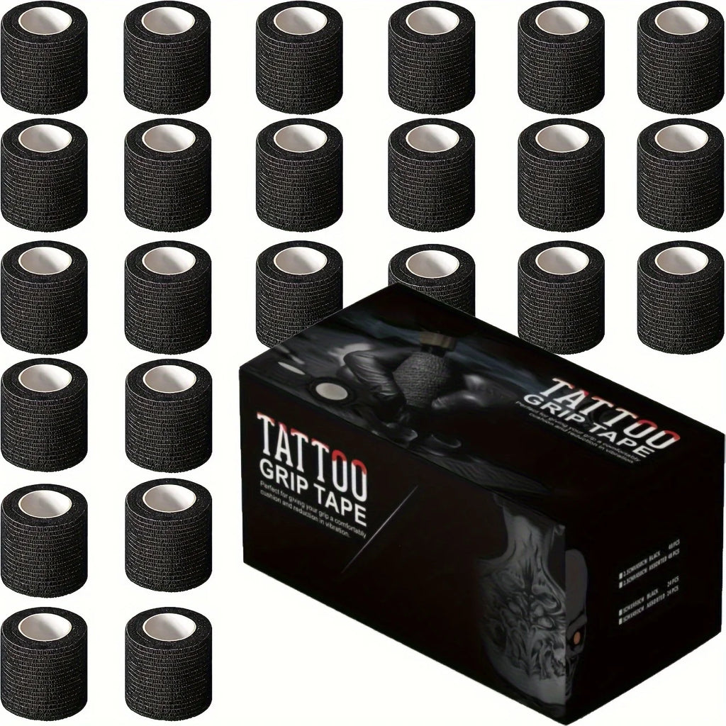 Disposable Tattoo Grip Cover Wrap — Self-Adhesive Bandage Tape (3/6/12/24/48pcs)