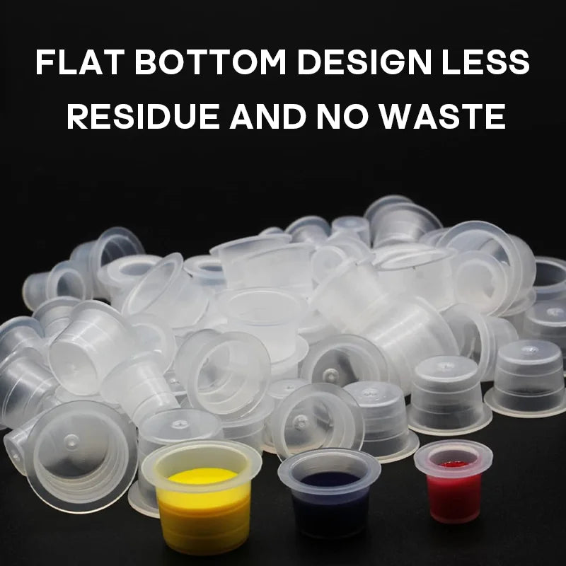 POSEIDON Tattoo Ink Cups 1000pcs — Disposable Clear Plastic Pigment Holder (S/M/L)