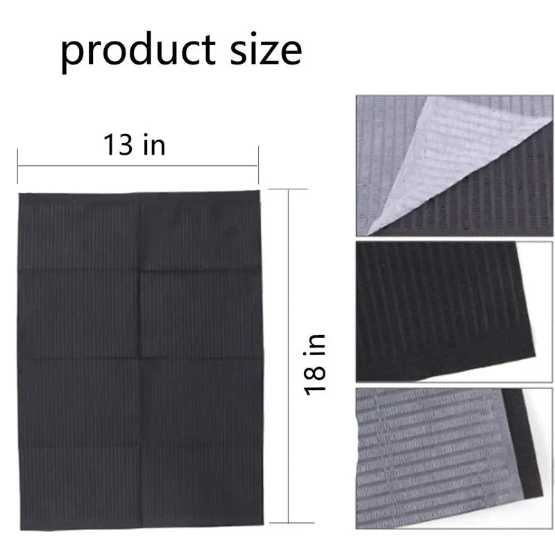 Black Disposable Tattoo Cleaning Wipes & Table Bibs — Waterproof (20/50/125pcs)
