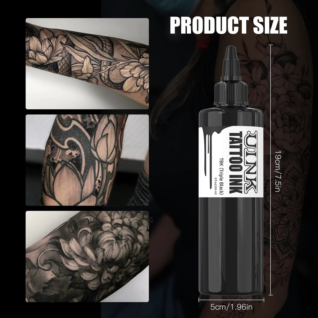 Professional Black Tattoo Ink — 240ml Triple Black
