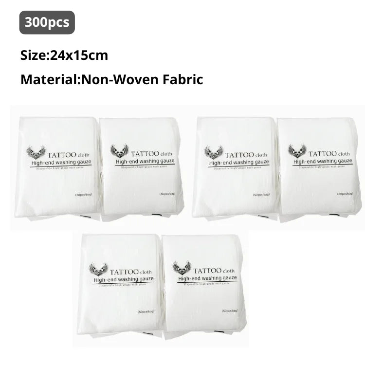 Disposable Tattoo Cleaning Wipes — Non-Woven Gauze Cloth (50/100/200/300pcs)