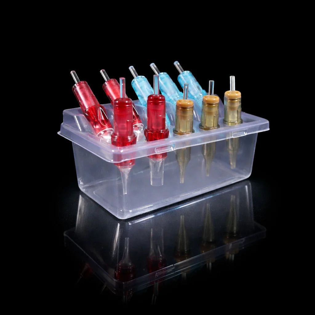 Disposable Tattoo Cartridge Needle Tray – 10 & 20pcs | Transparent Plastic