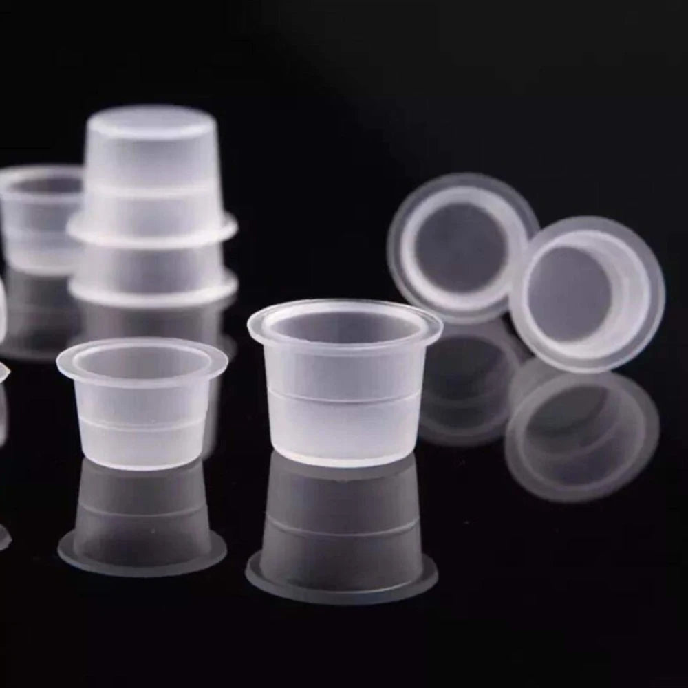 Disposable Tattoo Ink Caps — S/M/L Clear Plastic Cups (100/1000pcs)