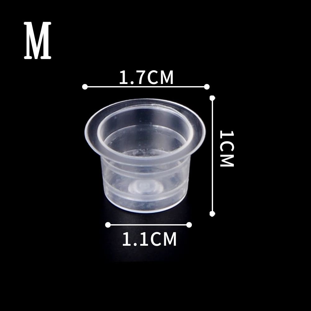 POSEIDON Tattoo Ink Cups 1000pcs — Disposable Clear Plastic Pigment Holder (S/M/L)
