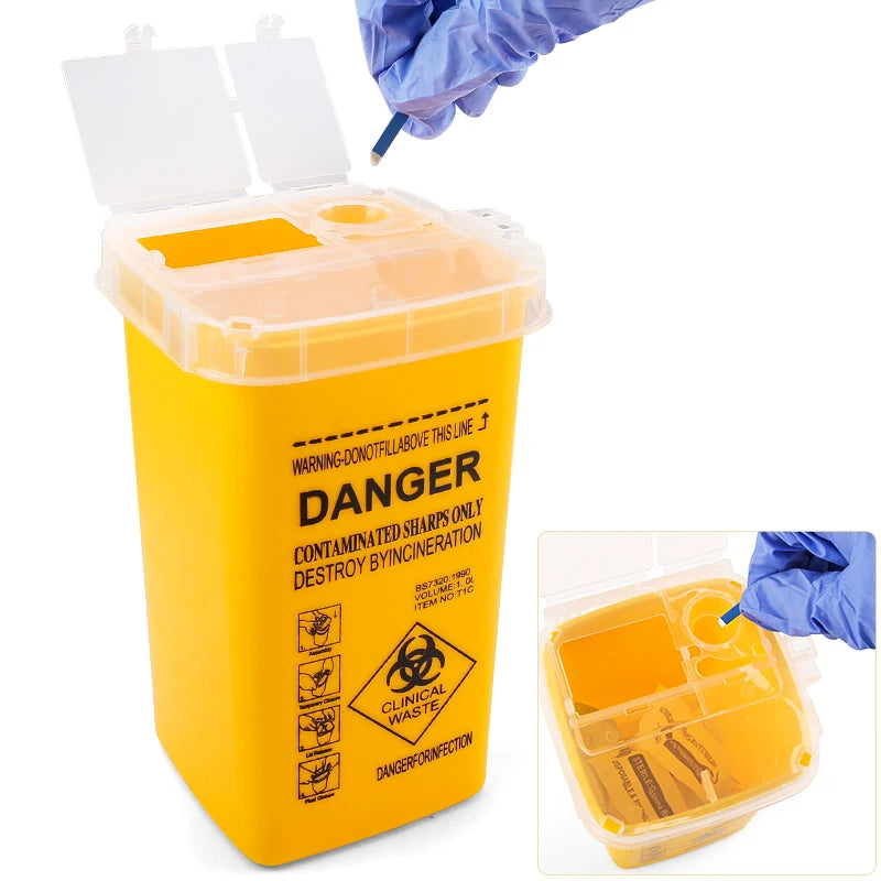 Disposable Sharps Container – 1L Tattoo Needle Waste Box | 1 or 3pcs